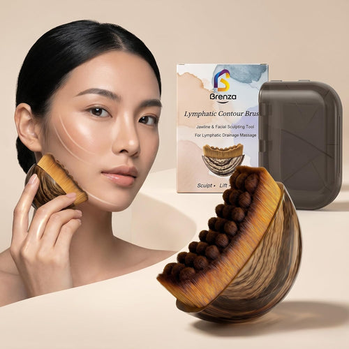 Brenza Lymphatic Contour Face Brush – Facial Sculpting Tool for Lymphatic Drainage