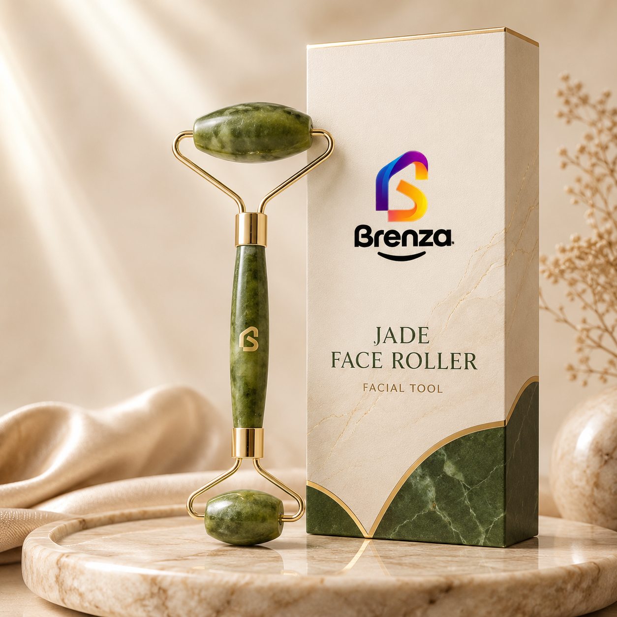 Brenza Jade Face Roller for Cooling Facial Massage