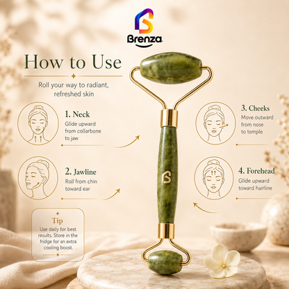 Brenza Jade Face Roller for Cooling Facial Massage
