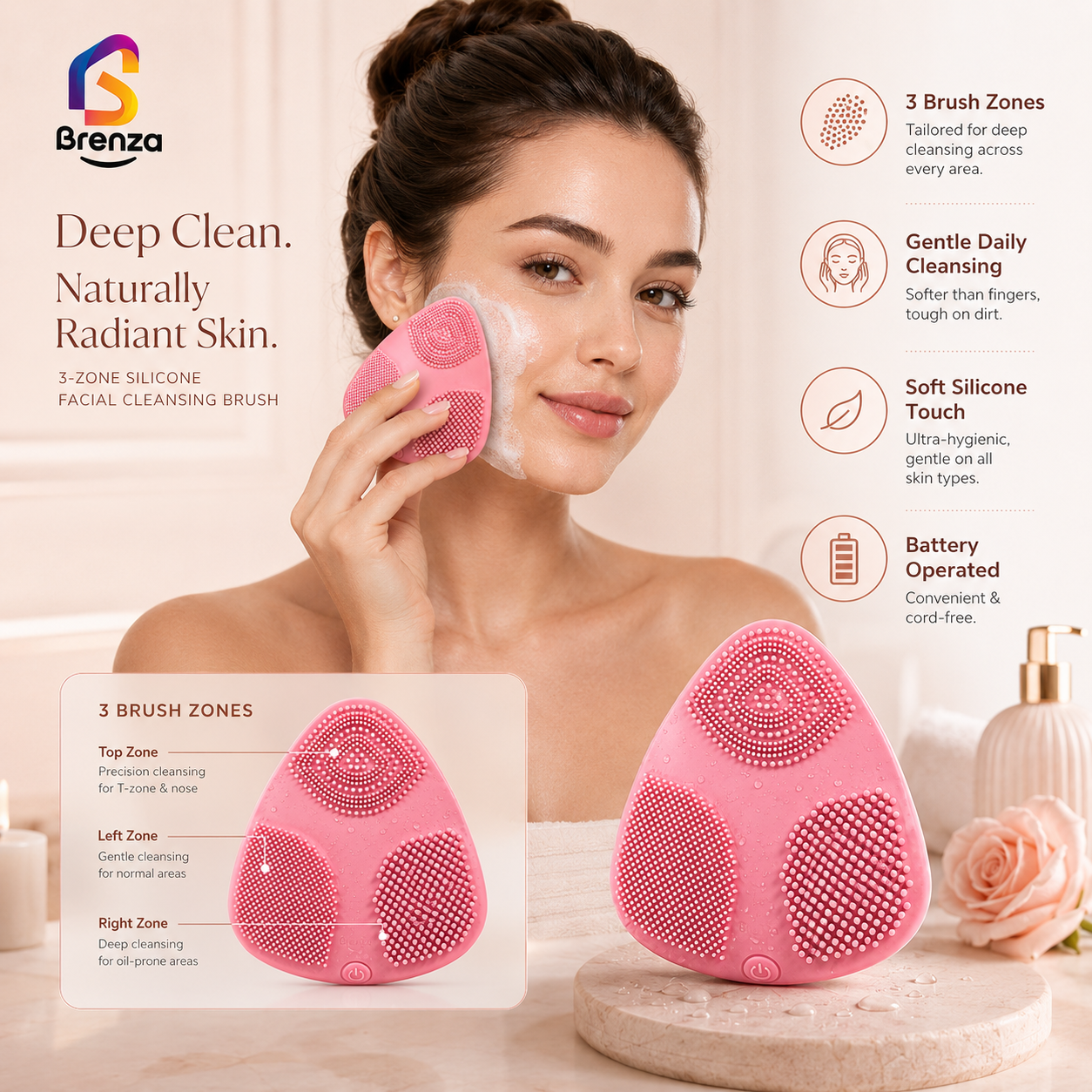 Brenza Skinpod Silicone Facial Cleansing Brush