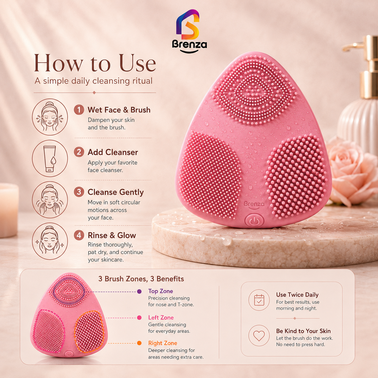 Brenza Skinpod Silicone Facial Cleansing Brush