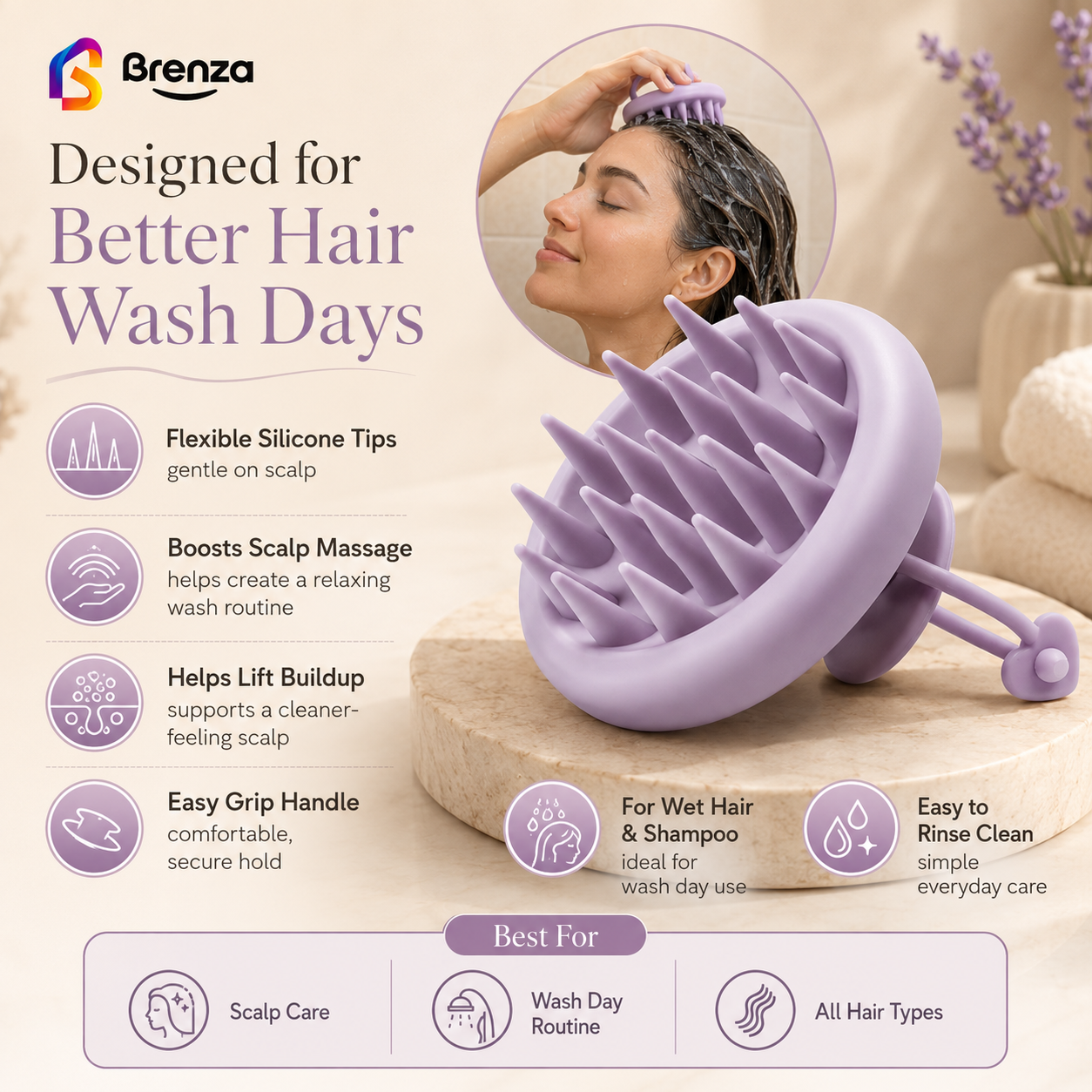 Brenza Silicone Scalp Massager Shampoo Brush