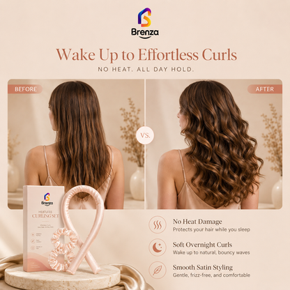 Brenza Heatless Curling Set | Satin No-Heat Curling Rod