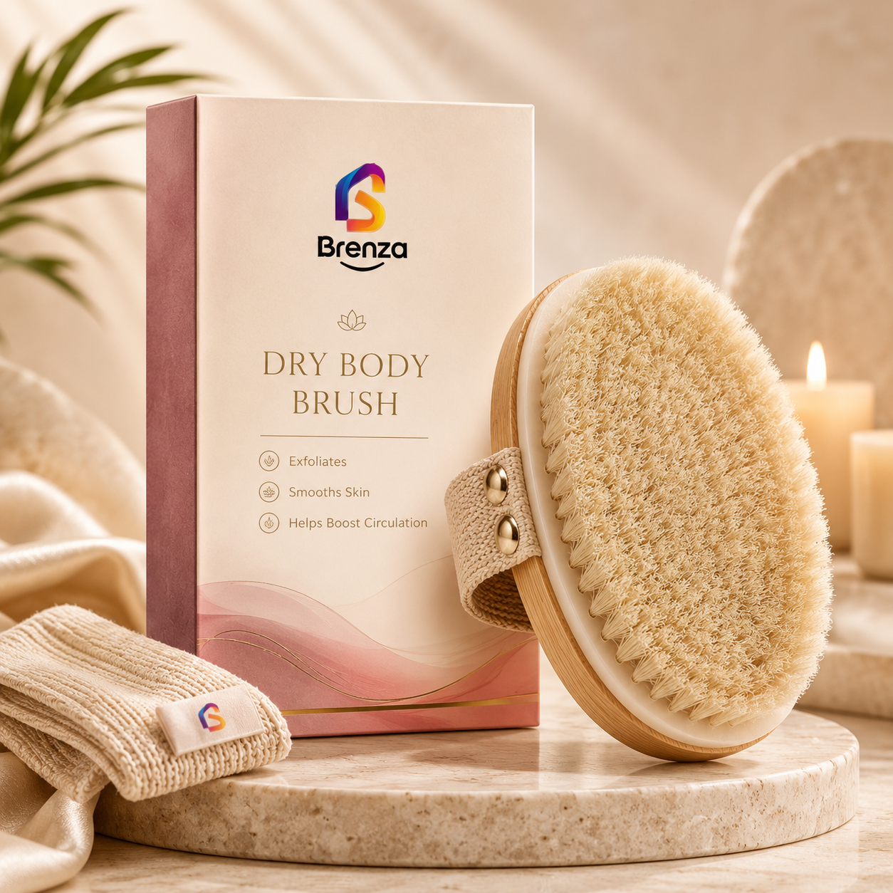 Brenza Dry Body Brush – Exfoliating Body Brush for Smoother-Looking Skin