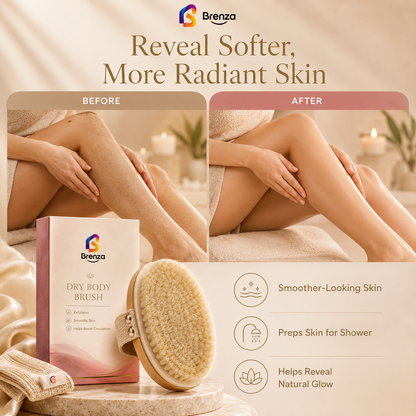 Brenza Dry Body Brush – Exfoliating Body Brush for Smoother-Looking Skin