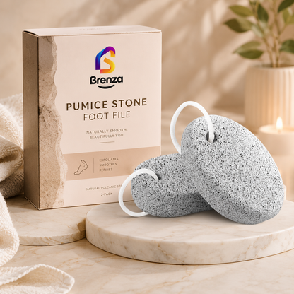 Brenza Pumice Stone Foot File – Natural Volcanic Stone for Calluses, Rough Heels & Smoother Feet