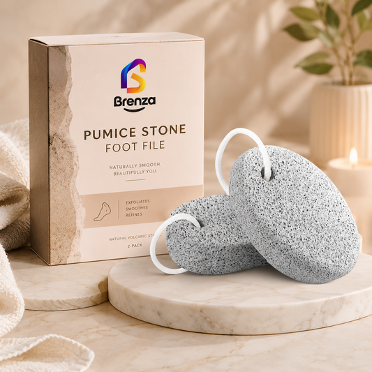 Brenza Pumice Stone Foot File – Natural Volcanic Stone for Calluses, Rough Heels & Smoother Feet
