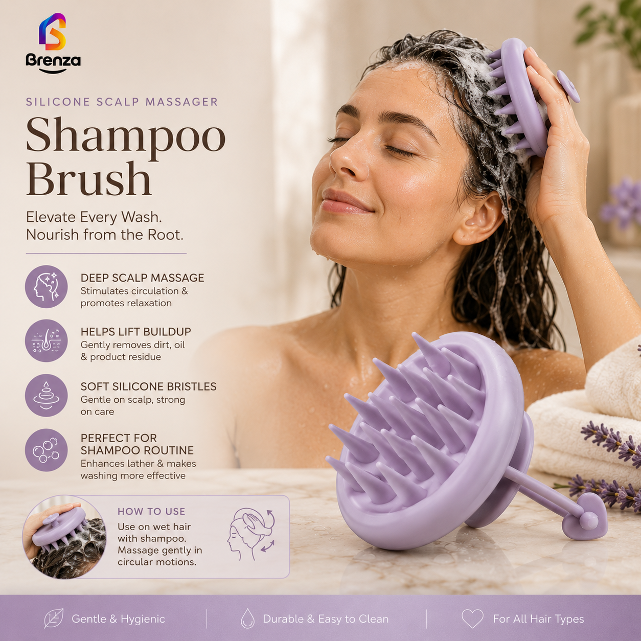 Brenza Silicone Scalp Massager Shampoo Brush