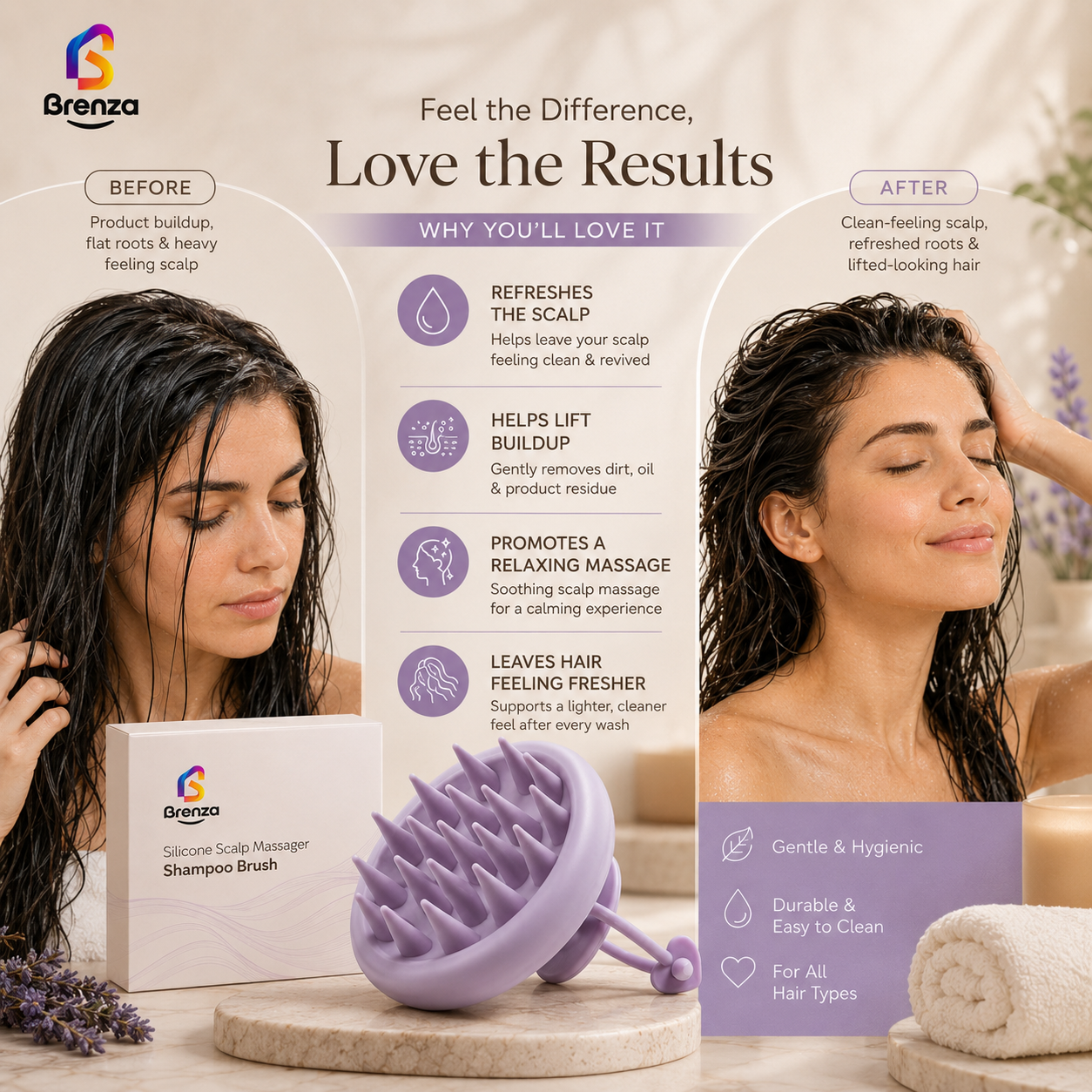 Brenza Silicone Scalp Massager Shampoo Brush